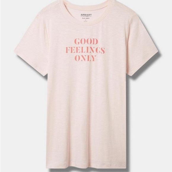 NWT Torrid “Good Feelings Only Graphic”Light Pink T- Shirt - Picture 1 of 7